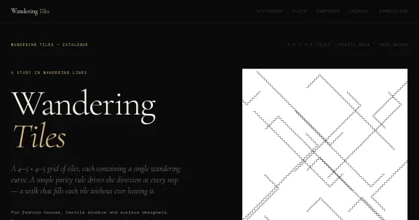 Screenshot of Wandering Tiles Generative Art