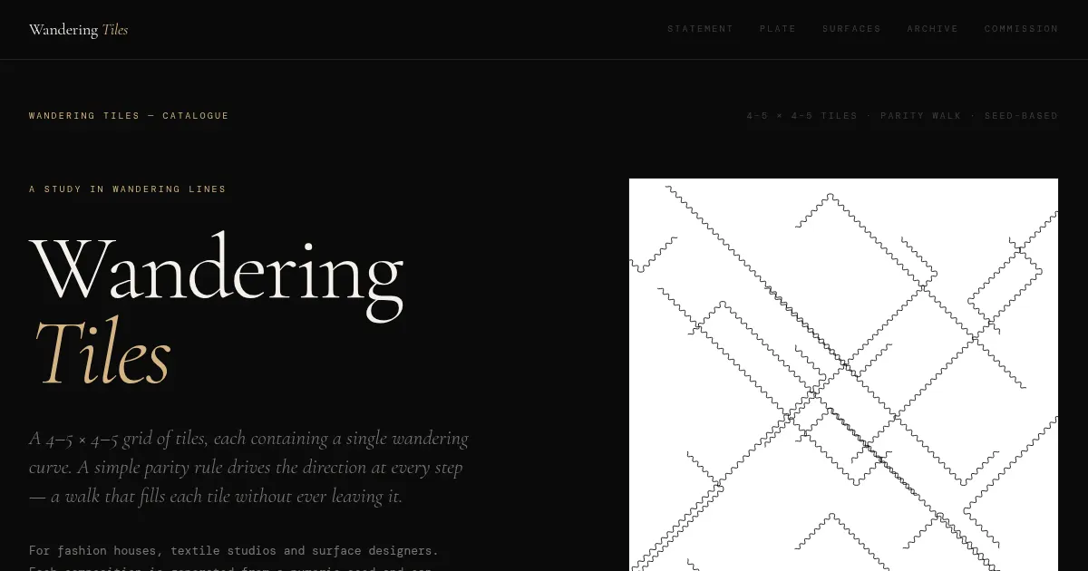 Screenshot of Wandering Tiles Generative Art