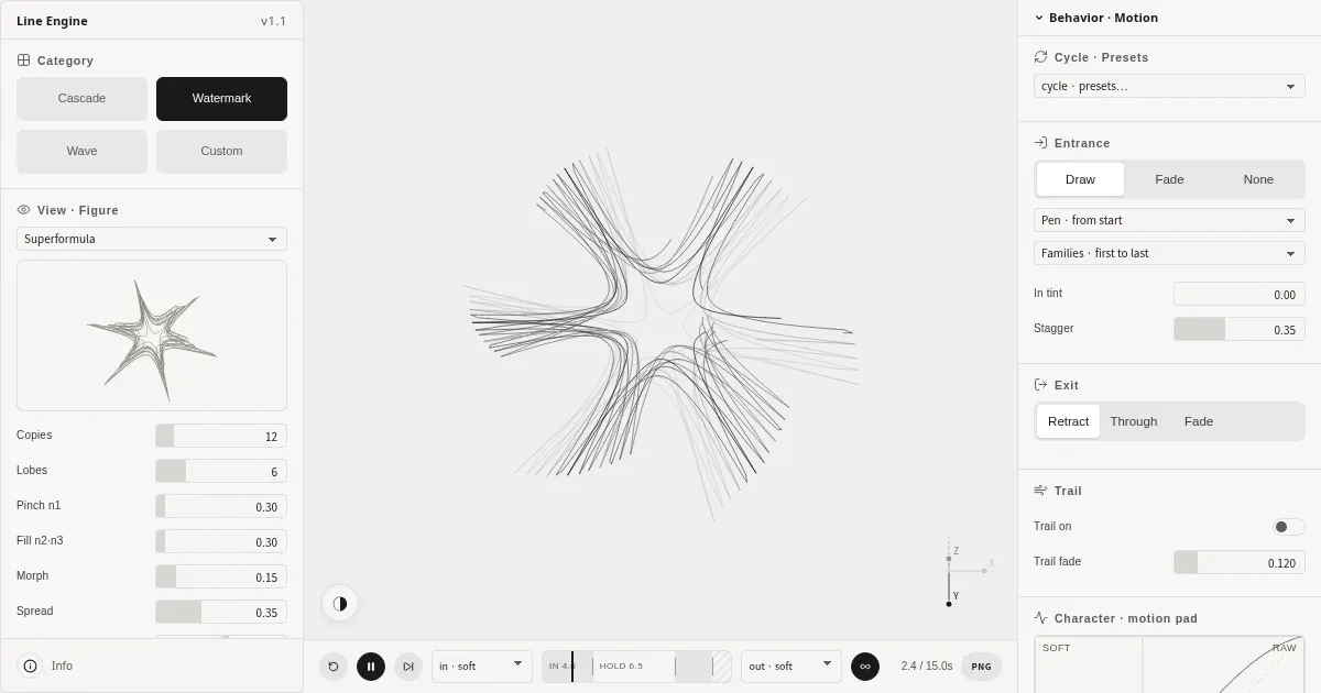 Screenshot of line engine
