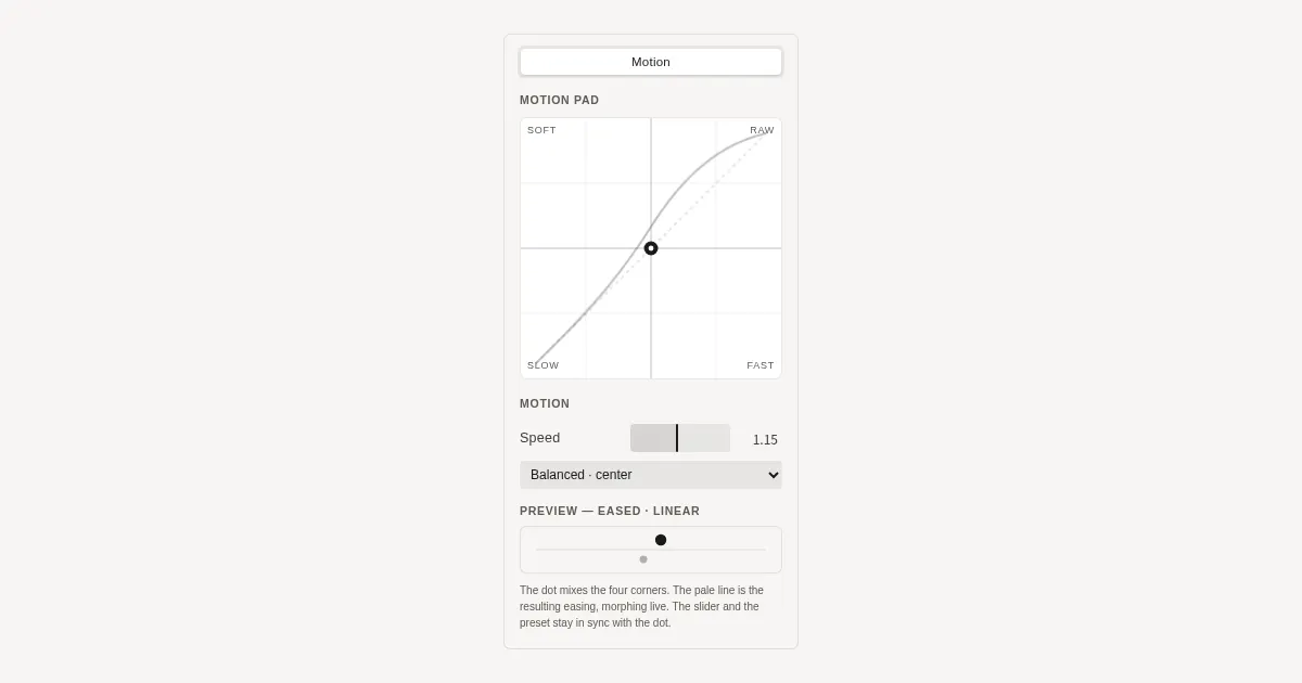 Screenshot of motion pad