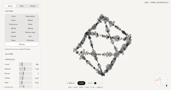 Screenshot of particle dance
