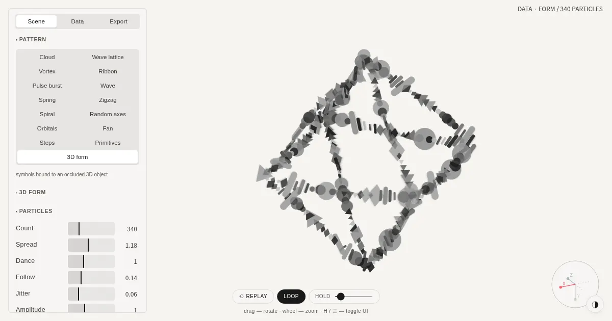 Screenshot of particle dance