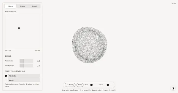 Screenshot of particles 3d
