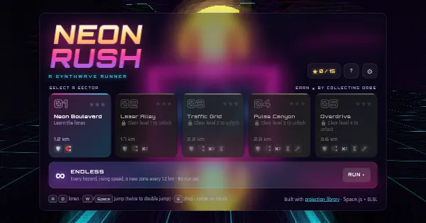 Screenshot of neon rush