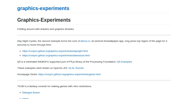 Screenshot of graphics experiments