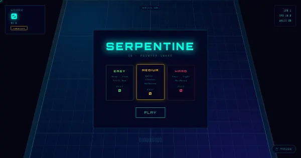 Screenshot of serpentine game