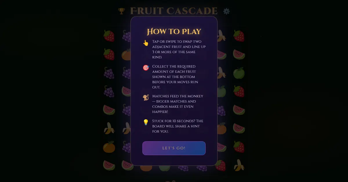 Screenshot of fruit cascade