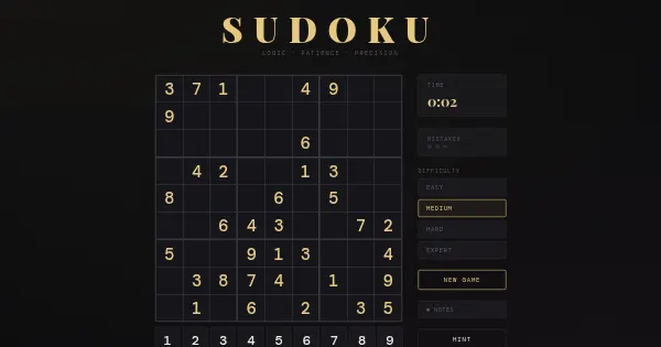 Screenshot of sudoku