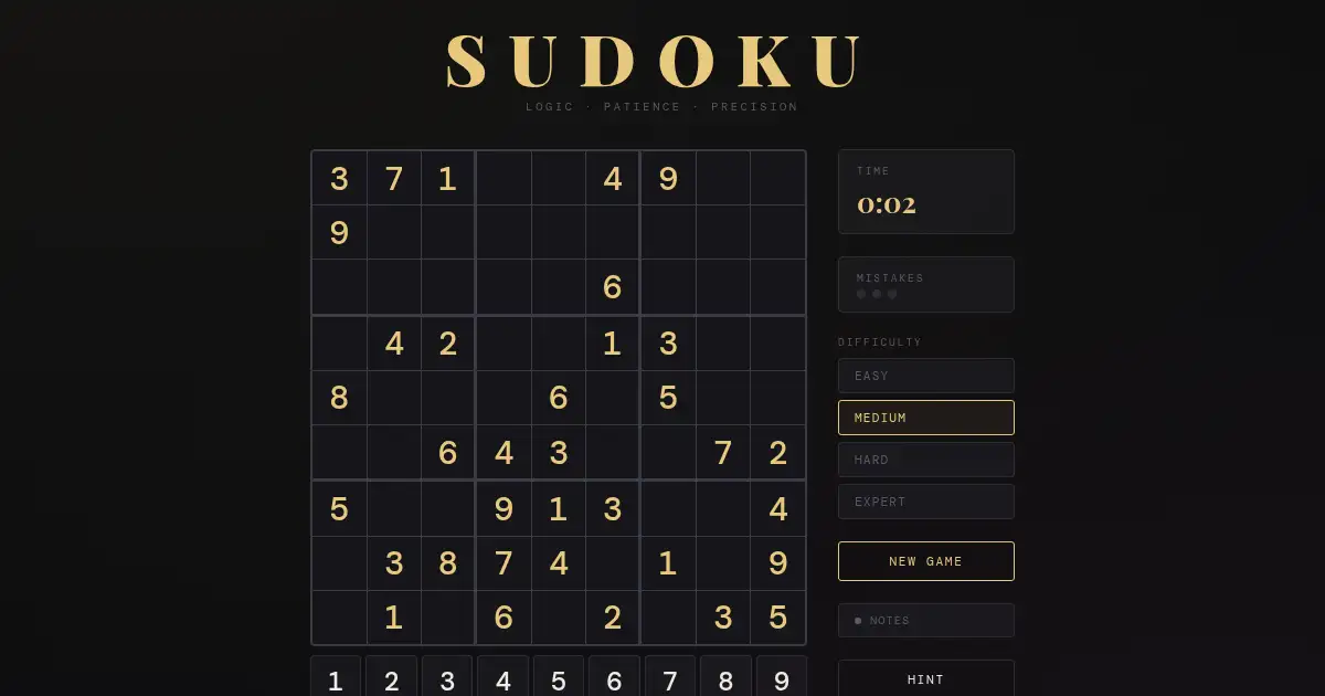Screenshot of sudoku