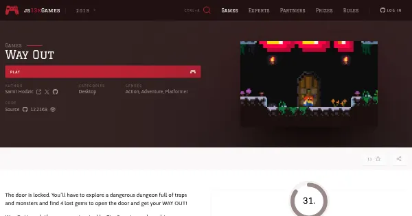 Screenshot of js13k19 way out