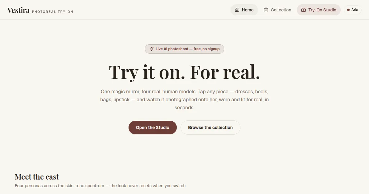 Screenshot of vestiraapp
