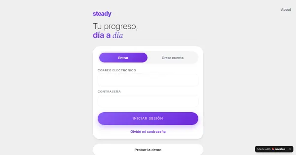 Screenshot of steady