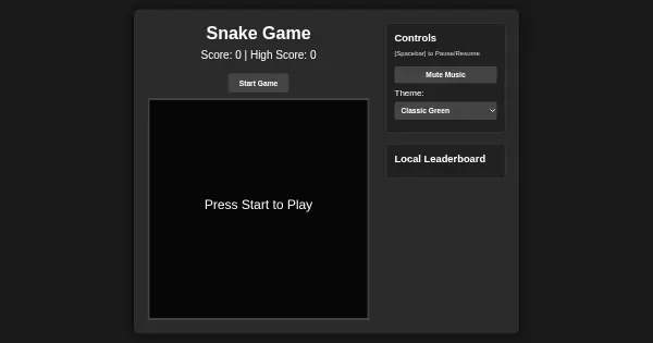 Screenshot of classic snake v2
