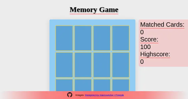 Screenshot of Memory Game