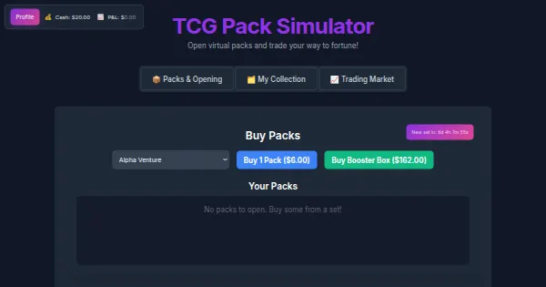 Screenshot of CardpackSim