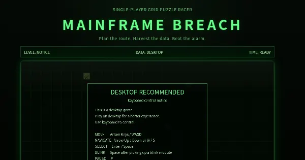 Screenshot of Mainframe Breach