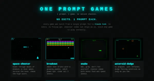 Screenshot of one prompt games