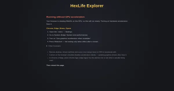Screenshot of HexLife