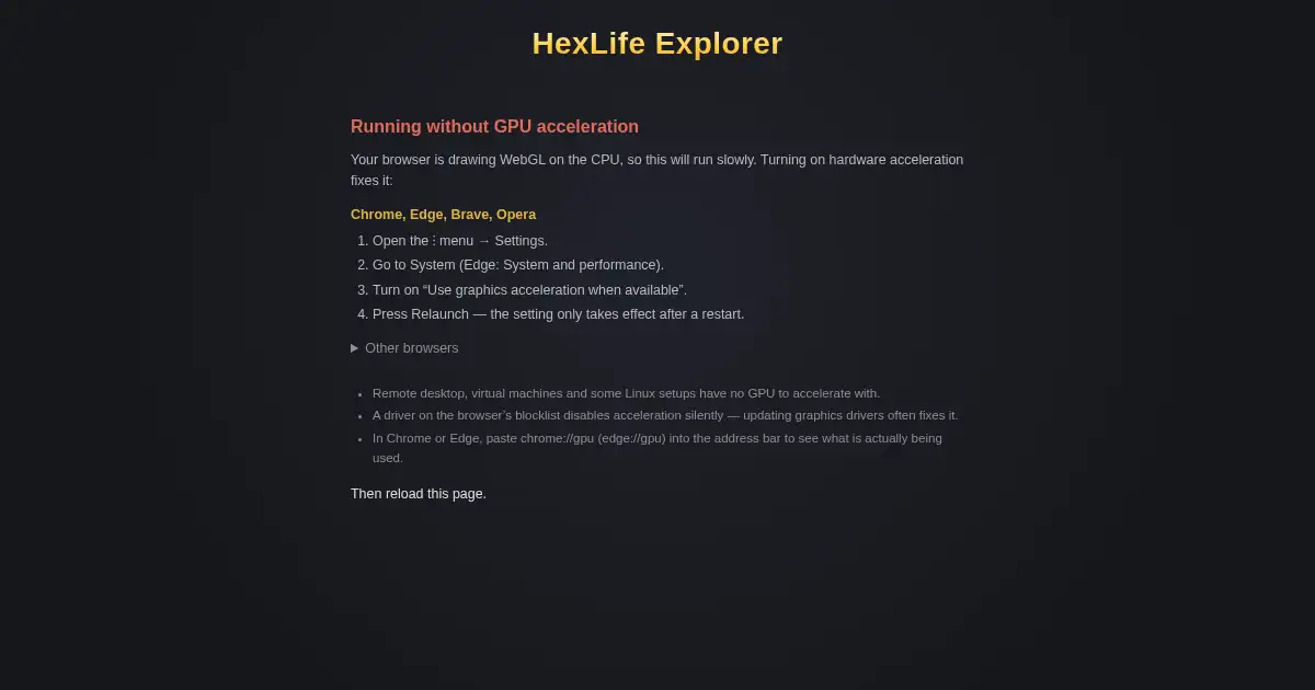 Screenshot of HexLife