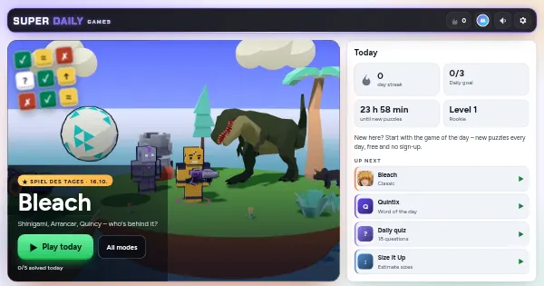 Screenshot of super daily