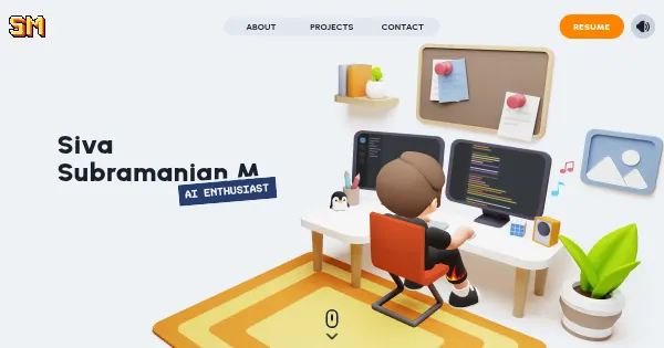 Screenshot of Personal 3D portfolio