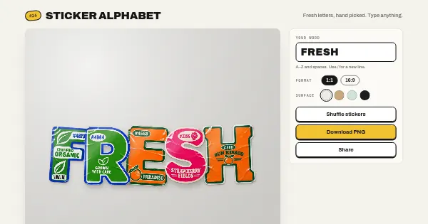 Screenshot of sticker alphabet