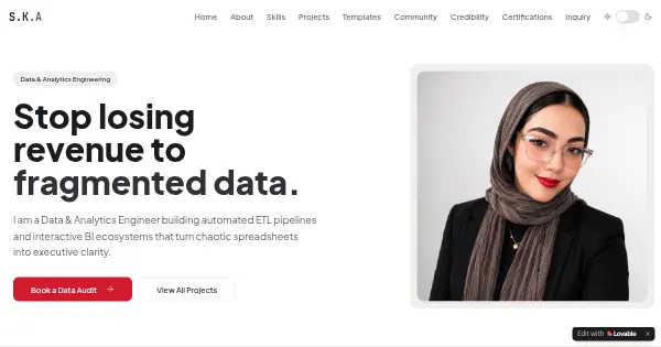 Screenshot of sohila data showcase