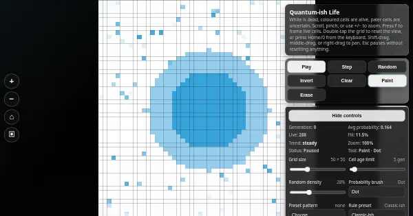 Screenshot of quantum ish life