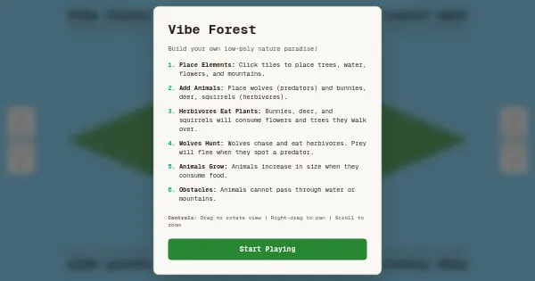 Screenshot of vibe forest
