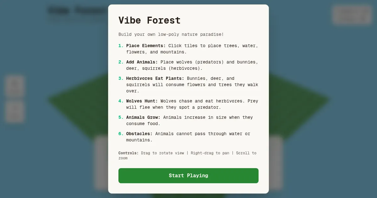 Screenshot of vibe forest