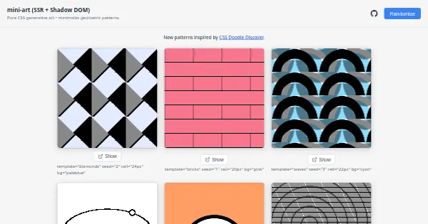 Screenshot of mini art