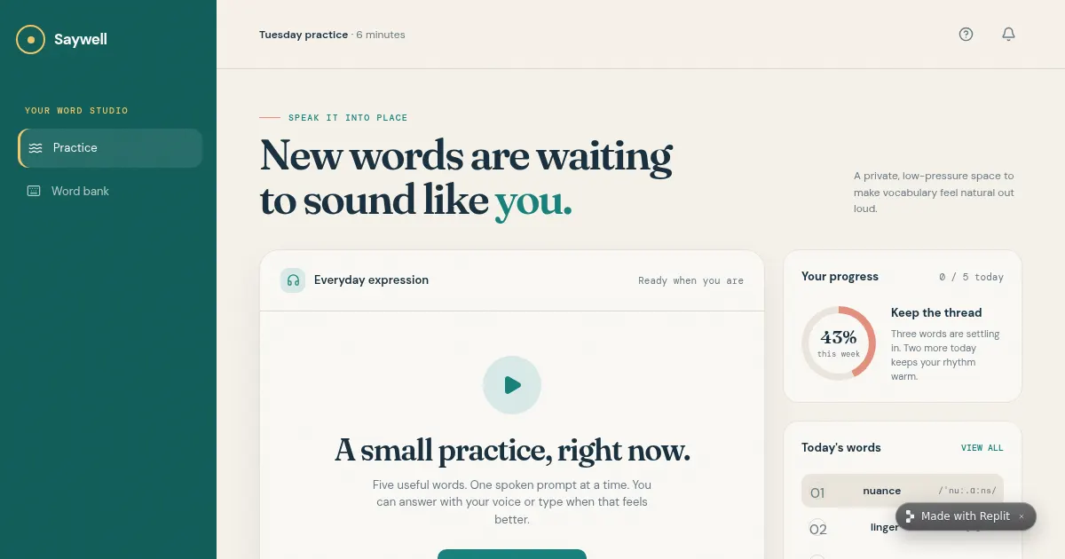 Screenshot of Vocabulary Voice Coach