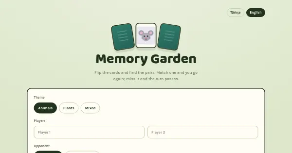 Screenshot of memory garden