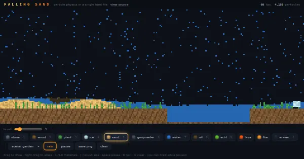 Screenshot of falling sand