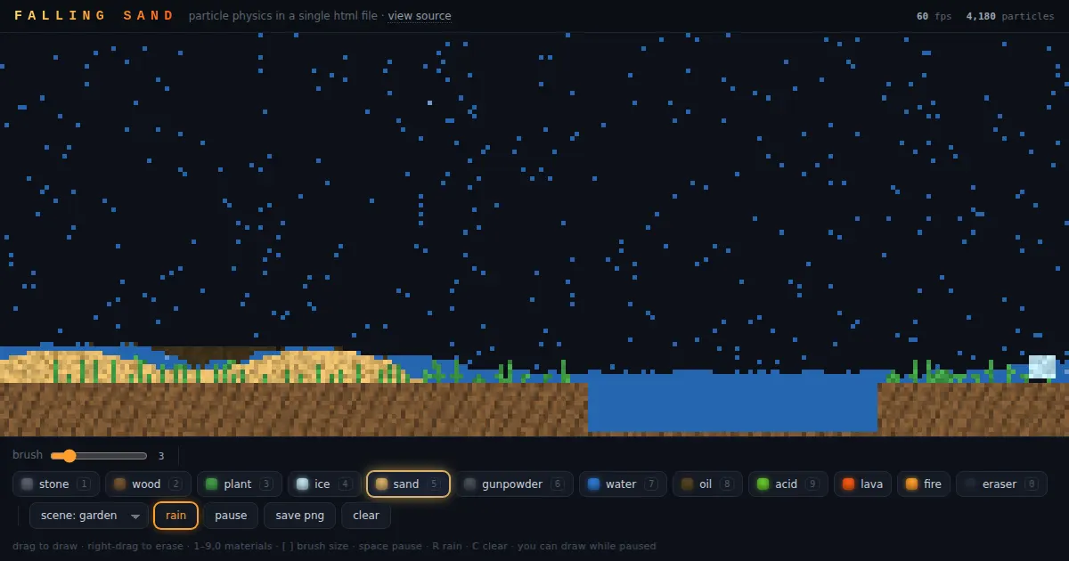 Screenshot of falling sand