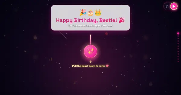 Screenshot of interactive birthday webpage