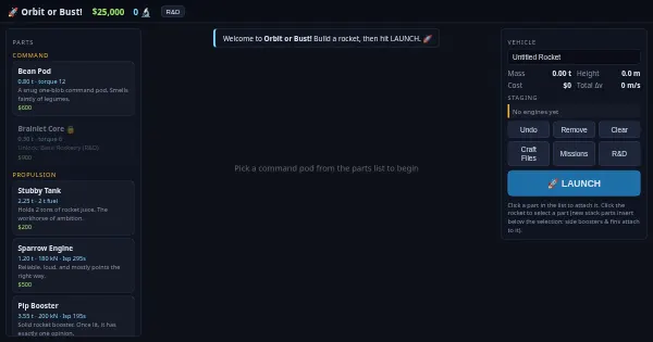 Screenshot of orbit or bust
