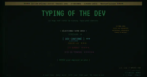Screenshot of typing of the dev