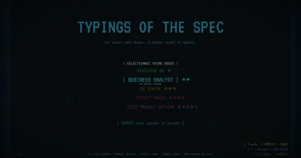 Screenshot of typing of the spec