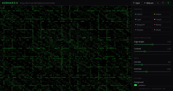 Screenshot of auraascii