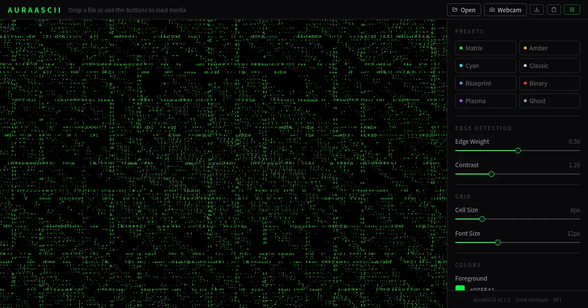 Screenshot of auraascii