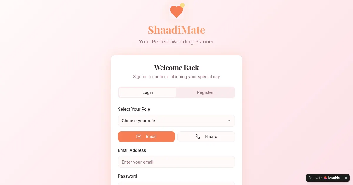 Screenshot of shaadiaMate APP
