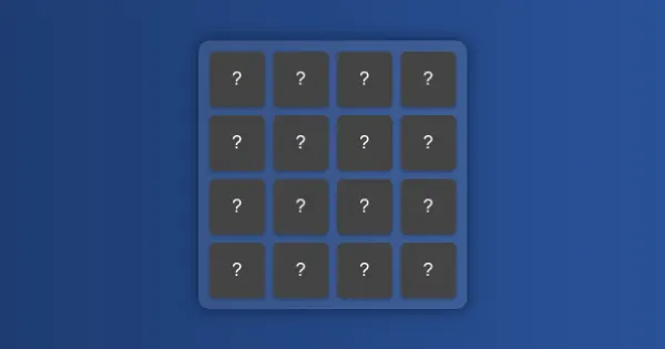 Screenshot of memory flip card game