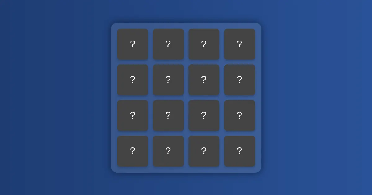 Screenshot of memory flip card game