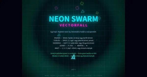 Screenshot of neon swarm vectorfall