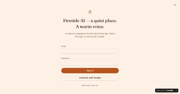 Screenshot of fireside ai