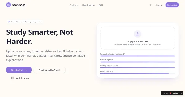 Screenshot of sparksage