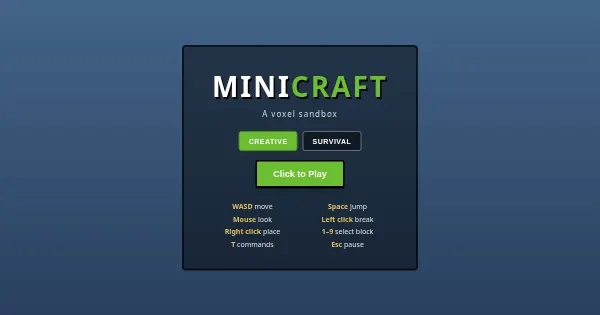 Screenshot of minicraft