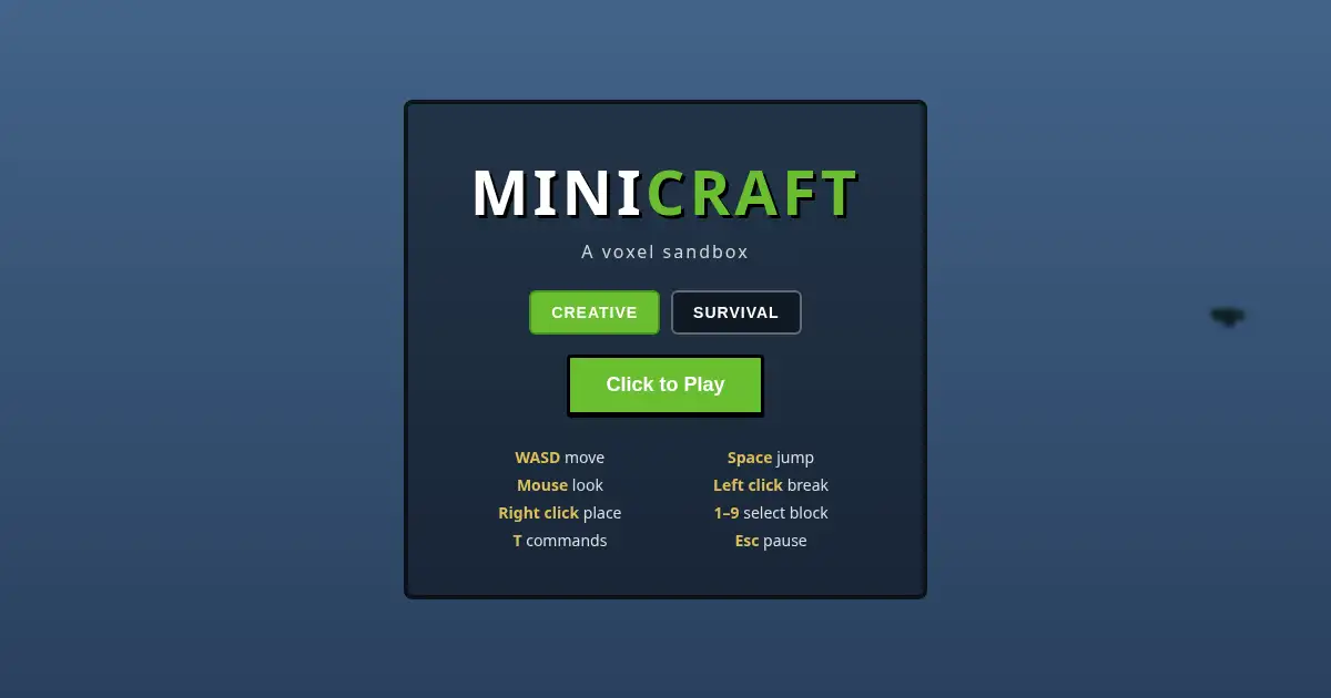 Screenshot of minicraft