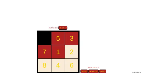 Screenshot of sliding puzzle react